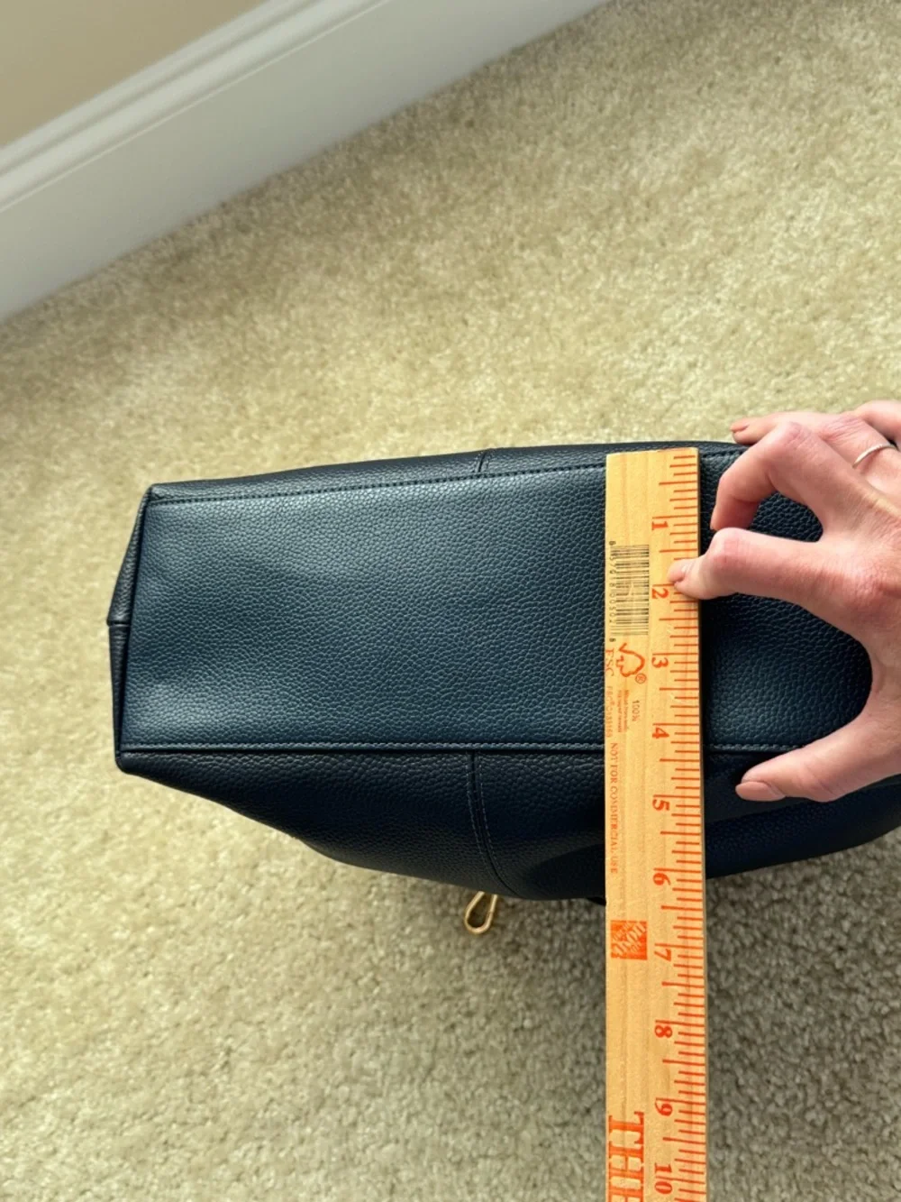 NWOT Bostanten Navy Pebbled Leather Shoulder Bag with Removable Strap - Picture 5 of 13